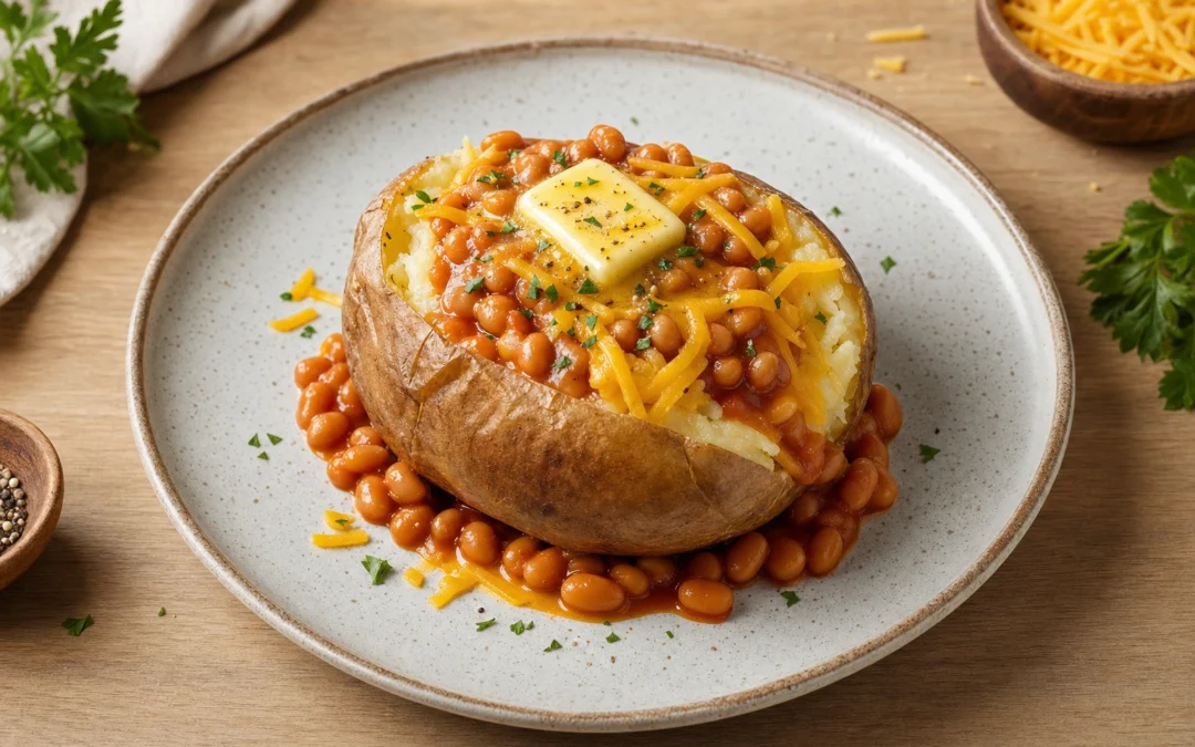 Jacket Potato served for a UK Italian wine pairing guide