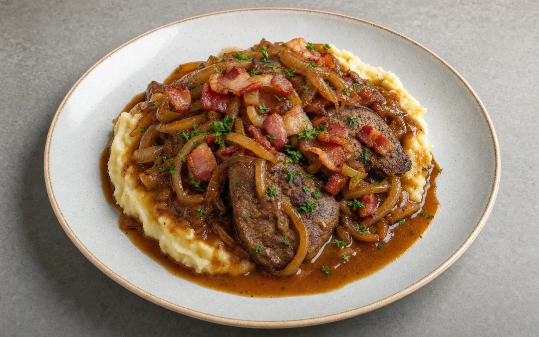 Liver and Onions served for a UK Italian wine pairing guide