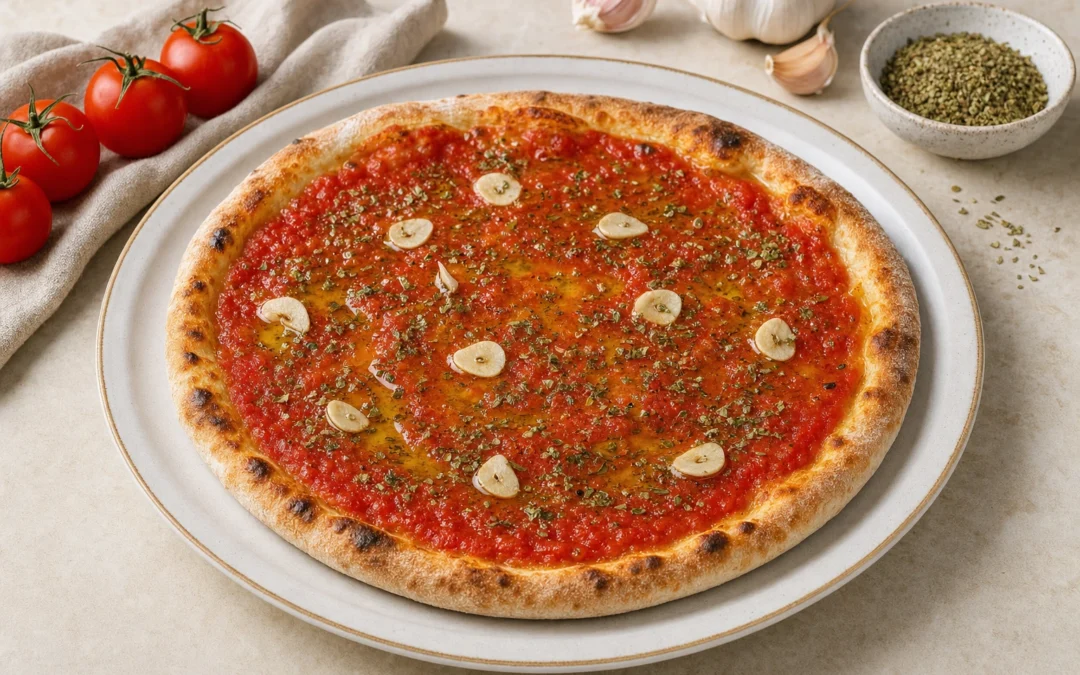 Marinara Pizza served for a UK Italian wine pairing guide