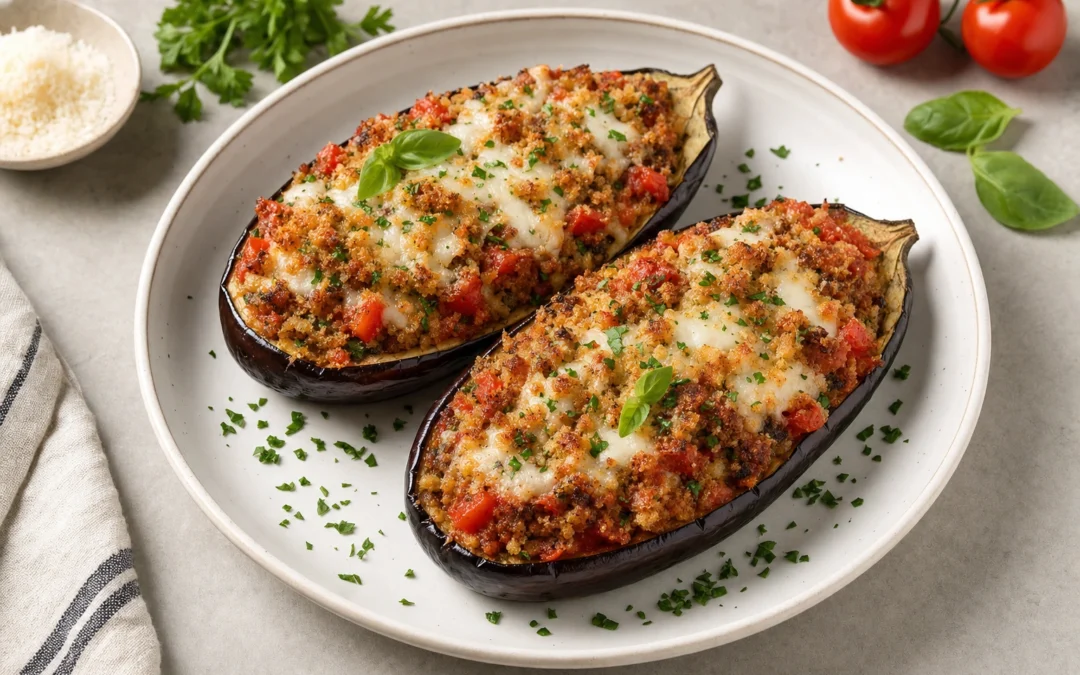 Melanzane Ripiene served for a UK Italian wine pairing guide