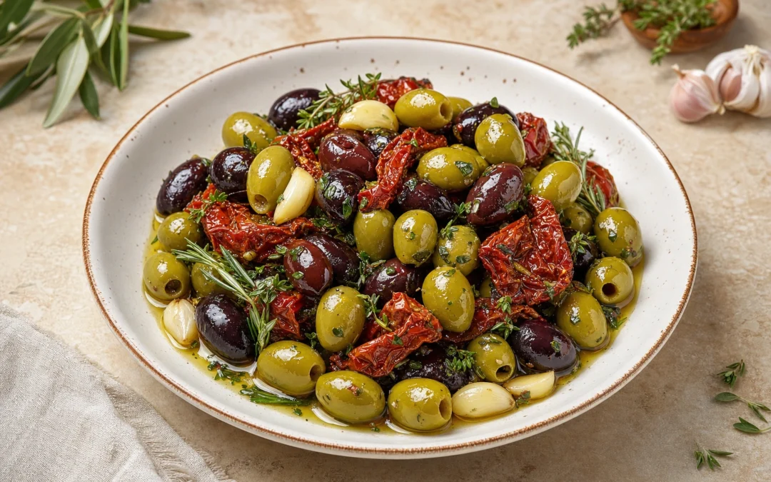 Olives served for a UK Italian wine pairing guide