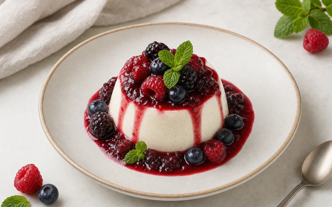 Studio-style panna cotta for best wine pairing ideas in the UK