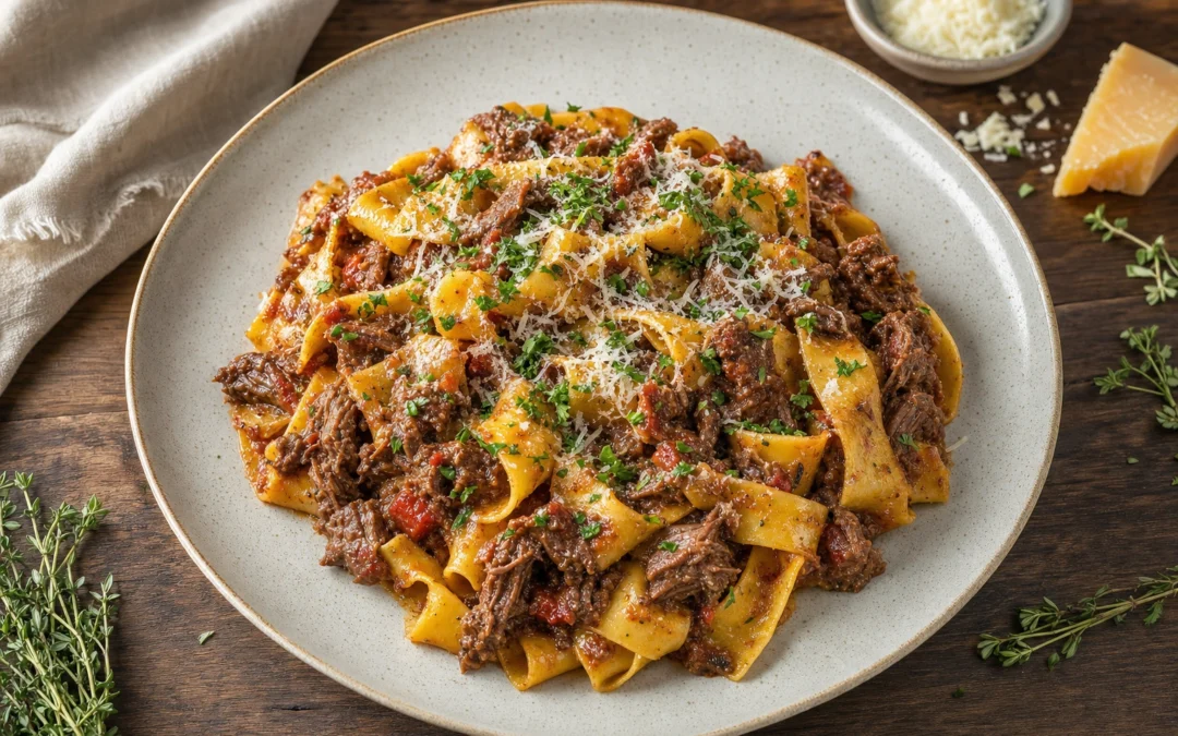 Pappardelle al Cinghiale served for a UK Italian wine pairing guide