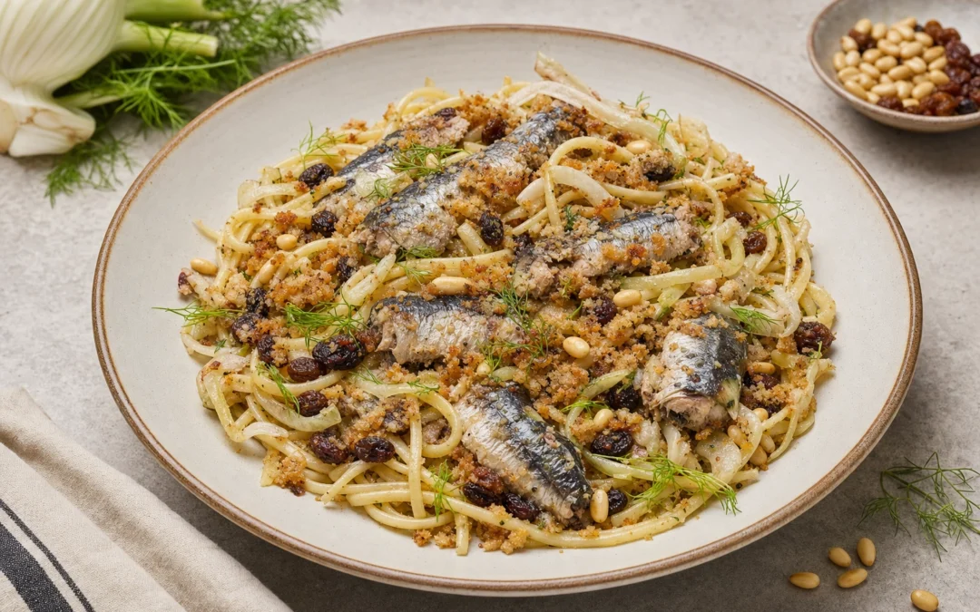 Pasta con le Sarde served for a UK Italian wine pairing guide