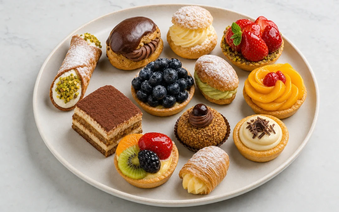 Pastries served for a UK Italian wine pairing guide