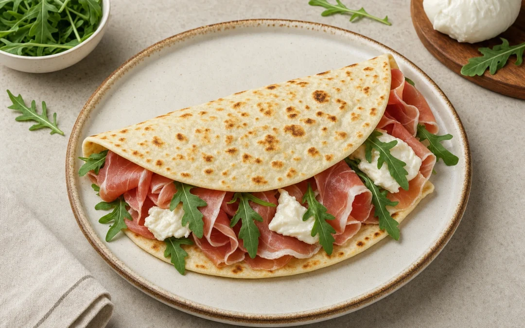 Piadina served for a UK Italian wine pairing guide