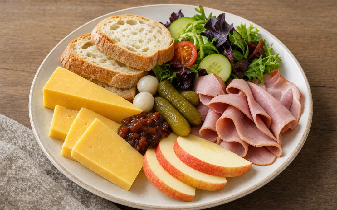 Studio-style ploughman's lunch for best wine pairing ideas in the UK