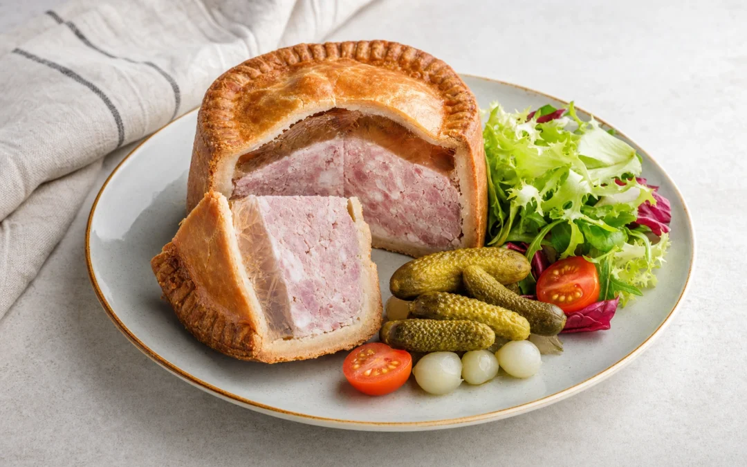 Pork Pie dish photographed for an Italian wine pairing page
