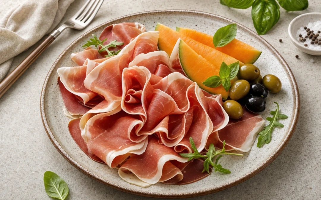 Prosciutto served for a UK Italian wine pairing guide