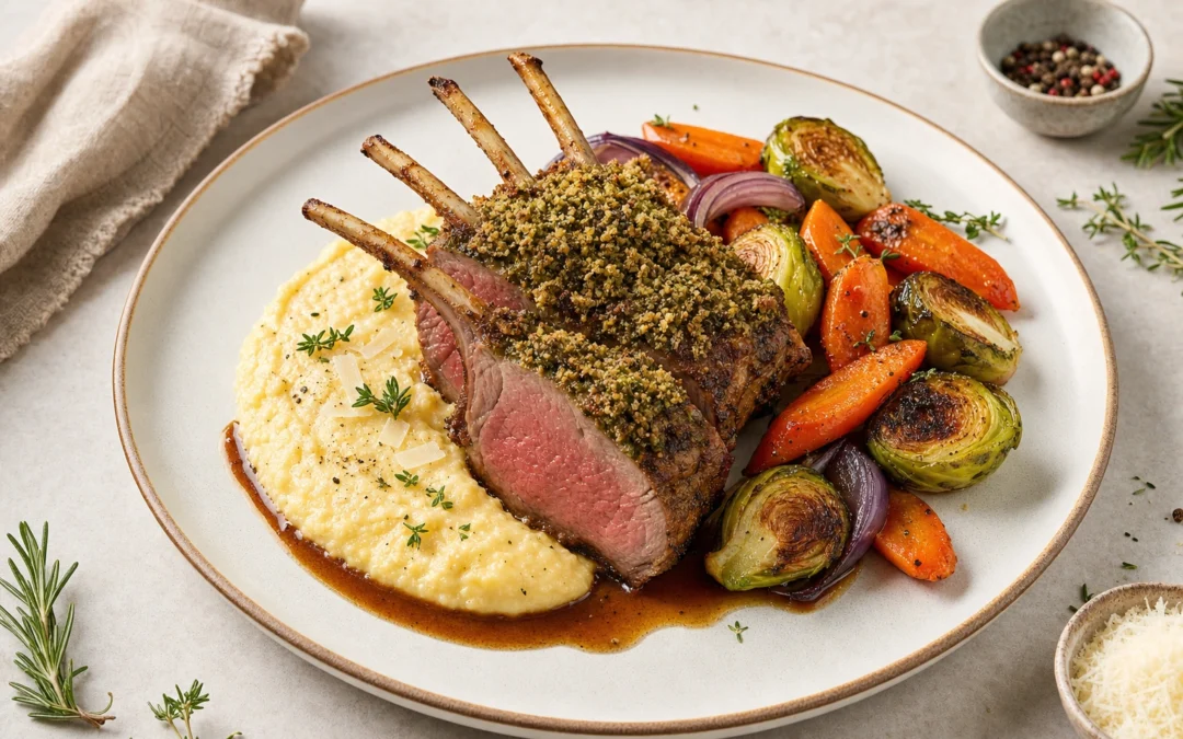 Rack of Lamb served for a UK Italian wine pairing guide