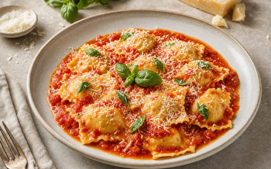 Restaurant-style ravioli for a UK wine pairing article