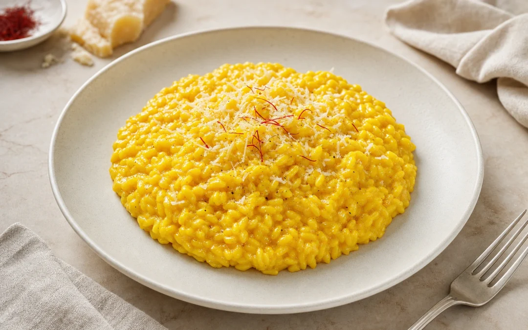 Classic risotto milanese matched with Italian wine pairing advice