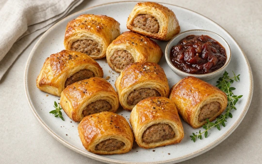 Sausage Rolls served for a UK Italian wine pairing guide