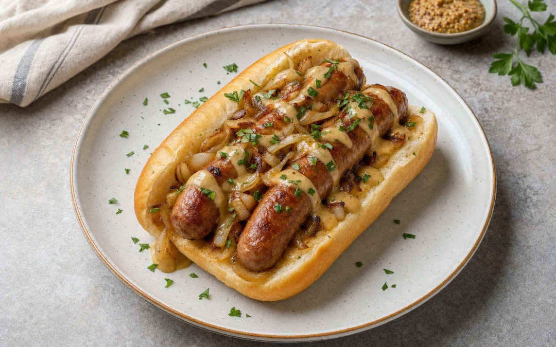 Sausage Sandwich served for a UK Italian wine pairing guide