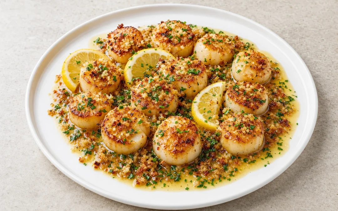 Scallops served for a UK Italian wine pairing guide