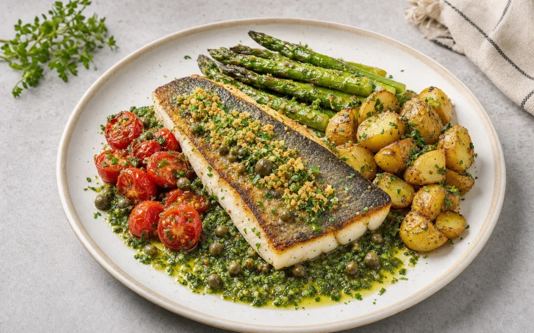 Sea Bass served for a UK Italian wine pairing guide