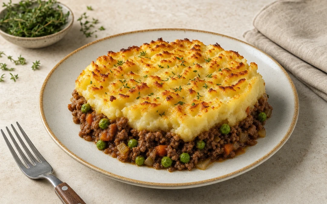 Shepherd's Pie dish photographed for an Italian wine pairing page