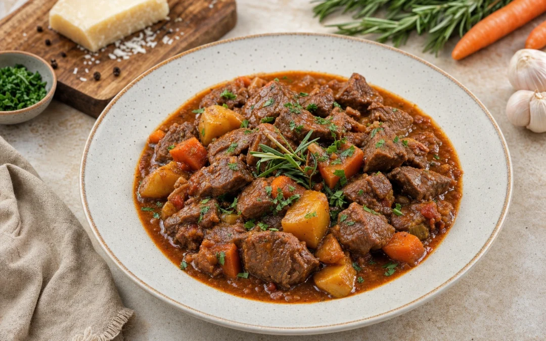 Spezzatino served for a UK Italian wine pairing guide