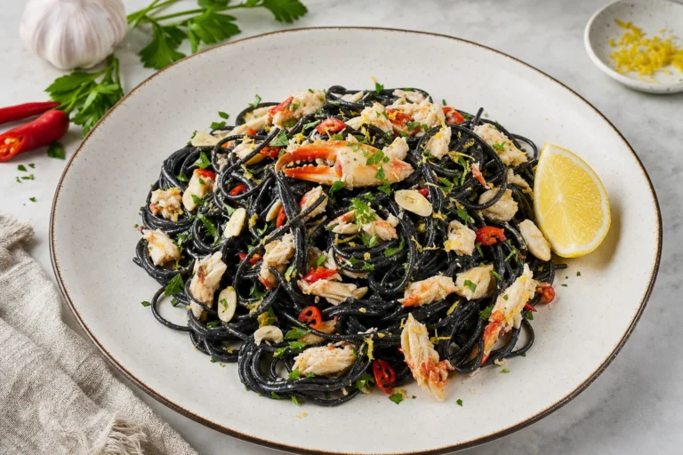 Best wine with Squid Ink Spaghetti with Crab