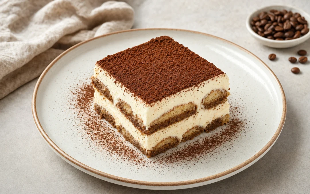 Tiramisu served for a UK Italian wine pairing guide