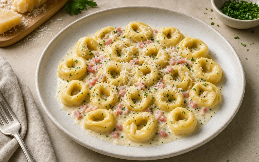 Tortellini dish photographed for an Italian wine pairing page
