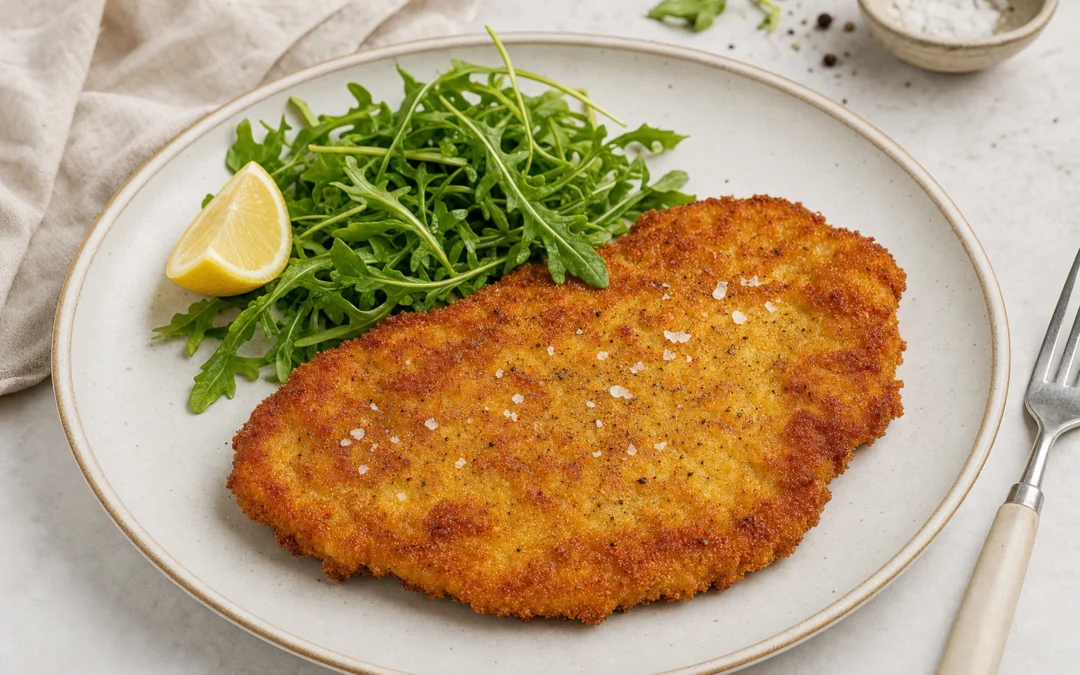 Veal Milanese served for a UK Italian wine pairing guide