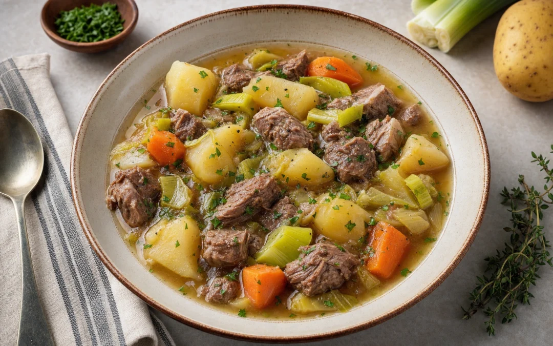 Welsh Cawl served for a UK Italian wine pairing guide