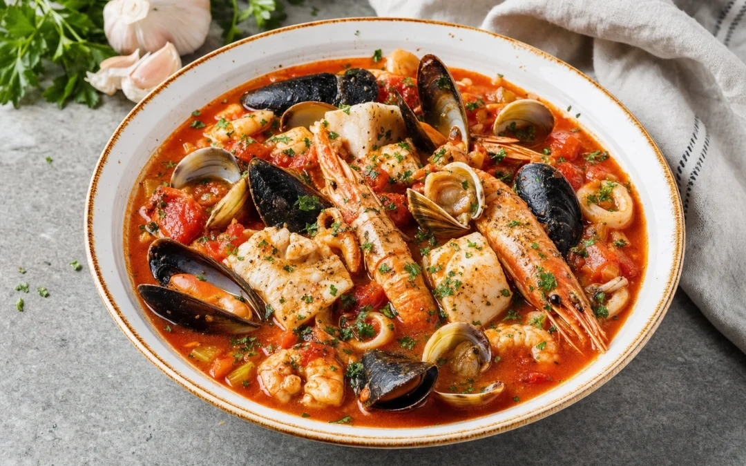Zuppa di Pesce served for a UK Italian wine pairing guide