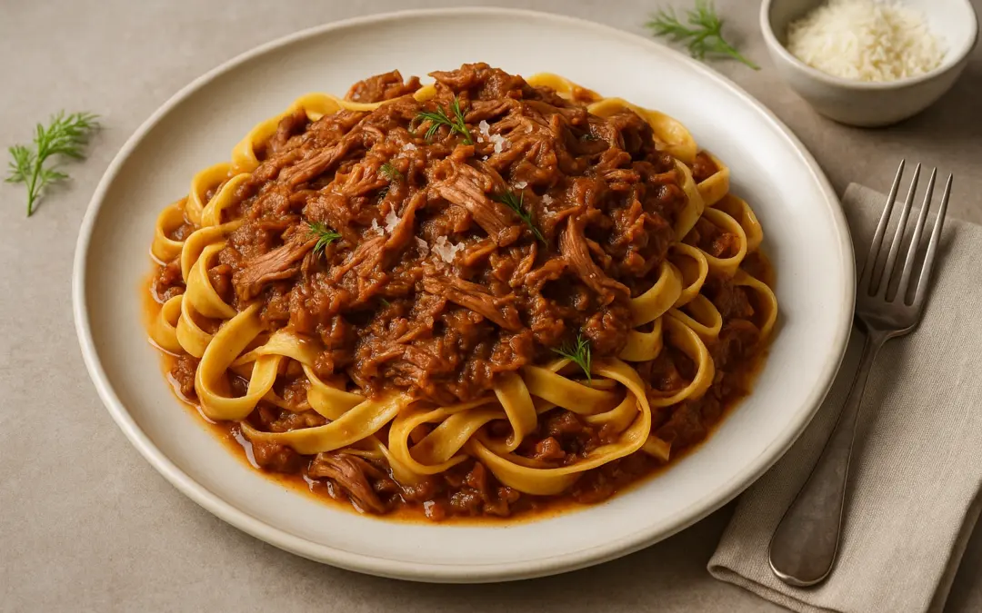 Tagliatelle with slow-cooked pork and fennel ragu, shown in Donzella Wines’ UK guide to the best wine with Pork Ragu